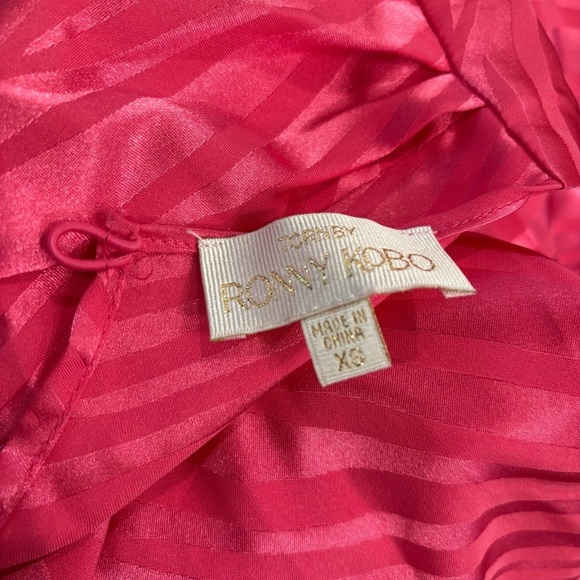 Ronny Kobo | Astrid Ruched Puffed Sleeve Midi Dress In Pink Tulip Size XS NWT - Picture 7 of 8